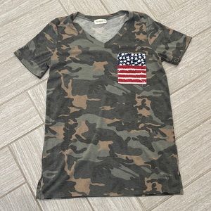 Camo/American flag tee shirt